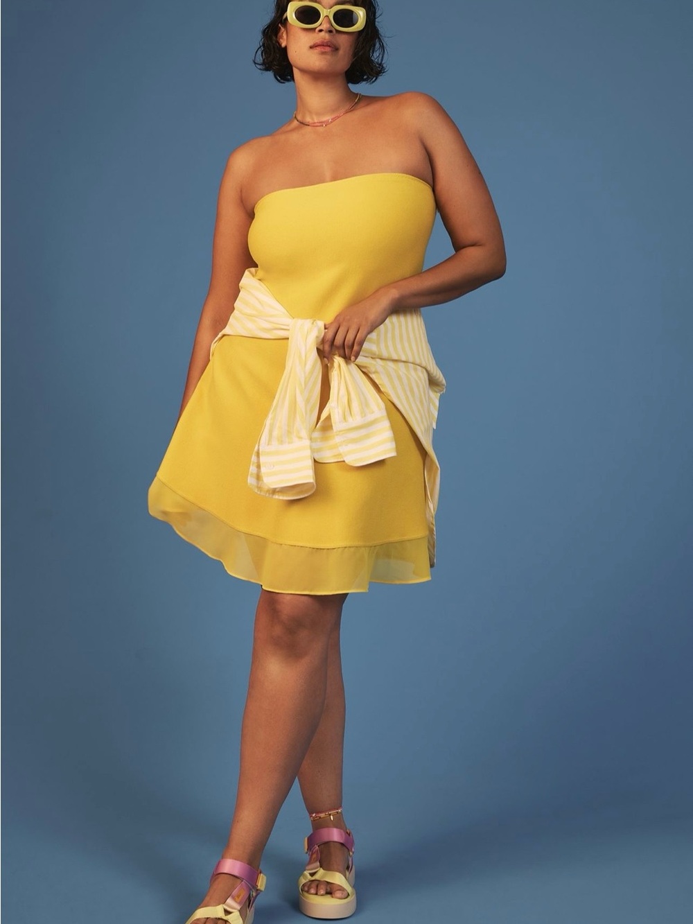 Anthropologie Strapless Yellow Dress